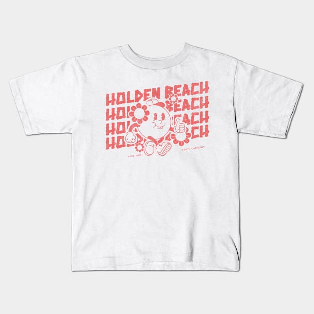 Holden Beach, North Carolina Summer Strolling Kids T-Shirt by Contentarama